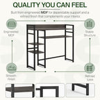 My-Cap 5-Tier MDF Book Shelf with Computer Desk Hutch, Space-Saving Over-Desk Storage Shelf for Coffee Accessories & nespresso Machine, Black - Image 7