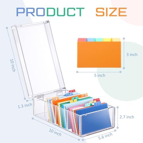 Mooliwe Index Card Holder Acrylic Organizer 50 Dividers, 3 x 5 Inch - Image 4