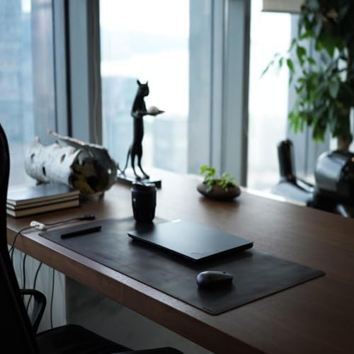Desk Pad-Premium Full Grain Genuine Leather-Handmade with Cowhide Crazy Horse Leather-31.5x15.8in (Vintage Black) - Image 7