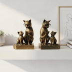 LIFFY Cat Decorative Bookends, 7“ Resin Non Skid Book Ends for Heavy Books, Parent-Child Cats Figurine Collectibles with Eye Glasses for Shelf to Hold Books, Whimsical Cat Decorations for Cats Lovers by LiffyArt