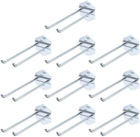uxcell 10Pcs Metal Square Peg Board Hooks, 5.9" Heavy Duty Exhibition Display Hooks Square Hole Peg Double Rod for 3/8" Spaced Pegboards, Retail Shelf Rack Hook, Silver by uxcell