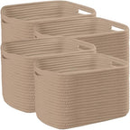 4 Pack Large Storage Baskets for Organizing, 16''Lx12''Wx8''H Woven Baskets for Storage Toys, Towels, Books, and Clothes, Cotton Rope Basket for Shelves with Handle by Unknown