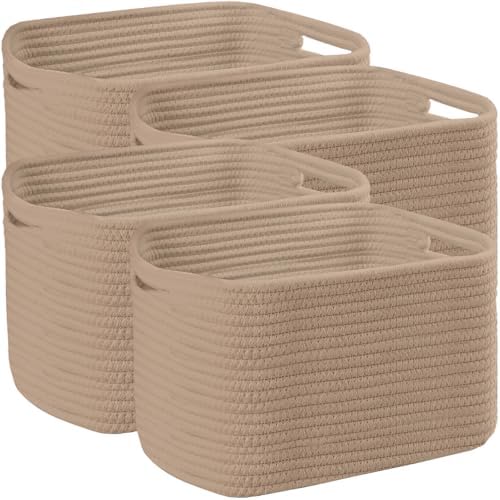 4 Pack Large Storage Baskets for Organizing, 16''Lx12''Wx8''H Woven Baskets for Storage Toys, Towels, Books, and Clothes, Cotton Rope Basket for Shelves with Handle by Unknown