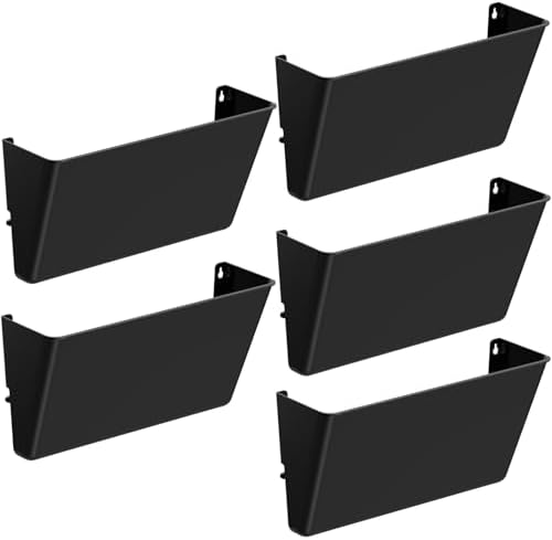Gawerk Clear Acrylic Single Pocket, Plastic Hanging Wall Mount File Holder for Office Home (Black, 5 Pack) by Gawerk