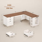 SEDETA 67" Farmhouse Executive L Shaped Desk with 3 Drawers - Image 2