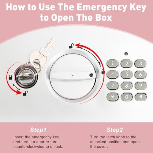 KYODOLED Pink Safe Box with Digital Keypad Lock, Lock Box with Code for Personal Items, Metal Security Box for Cash, Passport, Jewelry, Ideal for Home, Office, Garage Sale, 11.8'' x 9.4'' x 3.5'' - Image 5
