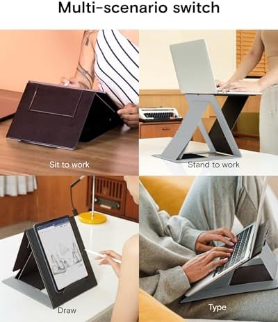 MOFT Folding Laptop Stand Lap Desk, Portable & Mini Computer Stand Laptop Desk for Travel and Home Office, Ergonomic Design with Adjustable Viewing Angles, Lightweight Computer Cooling Riser, Black - Image 2