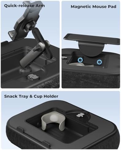 Viozon Kindle Pillow Stand Holder, Phone holder for Bed, Laptop Lap Desk with Mouse Pad,Compatible with 4.7-13" Kindle/Tablet/Phone,10-15"Laptop, Snack Bowl&Cup Attachment&Detachable 360°Stand Arm, B - Image 6