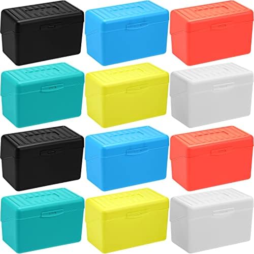 Fuutreo 12 Pack 3x5 Index Card Box Organizer Case with Lids, Bright Colors by Fuutreo