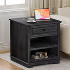 REDAYFUR Lateral File Cabinet 3 Drawer File Cabinet with Charging Station, Printer Stand with Open Adjustable Storage Shelves, Lateral Filing Cabinet for Home Office, Black - Image 7
