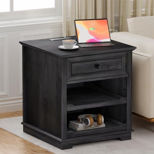 REDAYFUR Lateral File Cabinet 3 Drawer File Cabinet with Charging Station, Printer Stand with Open Adjustable Storage Shelves, Lateral Filing Cabinet for Home Office, Black - Image 7