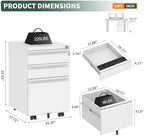 3 Drawer White File Cabinet with Lock, Rolling Under Desk Cabinet - Image 2