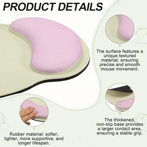PATIKIL Ergonomic Wrist Rest Set, Memory Foam Mouse Pad and Keyboard Wrist Rest Support Hand Waterproof Cup Pad Non-Slip for Office Computer Gaming Home Desk Accessory, Purple/Yellow - Image 3