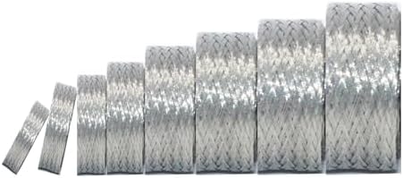 Tinned Copper Braided Cable Shielding Sleeve Metal Wire Loom Sheathing EMI RFI ESD Protector Grounding Mesh Flat Tubular Expandable 11/16" W(0.44" ID)-35FT by Kokey-xy