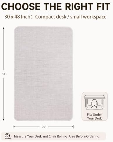 Funwheat Woven Office Chair Mat for Hardwood Floor, 30 x 48 in, Light Grey - Image 2
