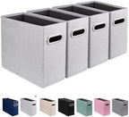 4 Pack Letter Size File Storage Box Collapsible, Fabric Hanging File Folders Organizer, Portable Office Document Holder with Metal Handle, Smooth PVC Rails, Light Gray by ComfortKeeper
