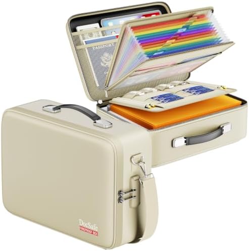 DocSafe Fireproof Document Box Hard Case with Lock ＆ Accordion File Folder by DocSafe