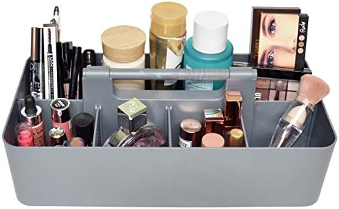 Portable Caddy Organizer - Stackable Plastic Caddy with Handle | Desk, Makeup, Dorm Caddy, Classroom Art Organizers (Made In Usa) (Ivory/Gray/Royal Purple/Black) - Image 5