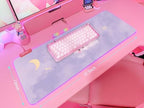 JMIYAV Pink RGB Gaming Mouse Pad Kawaii Mouse Mat 31.5x12 Inch PC XL Large Extended Glowing Led Light Up Desk Pad Non-Slip Rubber Base Computer Cute Desk Accessories Gaming Setup Purple Moon Bunny - Image 5