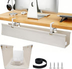 SHUWEI 48" Under Desk Cable Tray, Fabric No-Drill Mount, Off White by SHUWEI