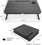 BUYIFY 23.4" Foldable Lap Desk Bed Table with Cup Holder Tray Black - Image 2