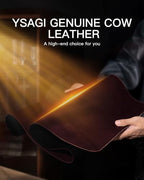 YSAGi Genuine Leather Desk Mat, 23.6"x13.8" Office Desk Pad, Thick Desk Pad Mat with Stitched Line, Non-Slip Desk Mat with Rubber Base (Red Brown, 23.6"x13.8") - Image 6