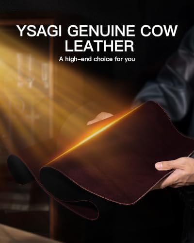 YSAGi Genuine Leather Desk Mat, 23.6"x13.8" Office Desk Pad, Thick Desk Pad Mat with Stitched Line, Non-Slip Desk Mat with Rubber Base (Red Brown, 23.6"x13.8") - Image 6