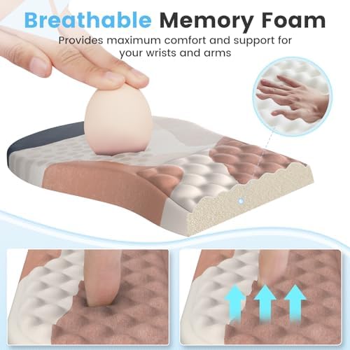 HAOCOO 3-Pcs Ergonomic Desk Accessory Set with Wrist Support, Boho Pink - Image 4