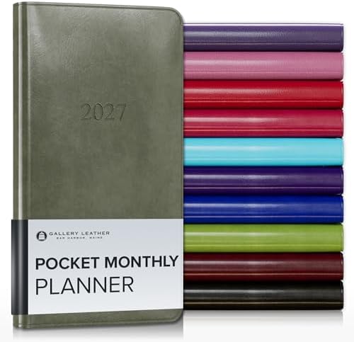 Gallery Leather Pocket Monthly Planner 2026-2027 Acadia Cactus by GalleryLeather