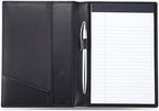 HISCOW Slim Leather Junior Padfolio, 5x8 Notepad Cover, Classic Black by HISCOW