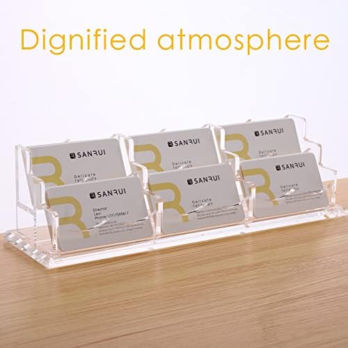 SANRUI Acrylic Business Card Holder, Clear Desk Card Display Stand 6 Slot - Image 5