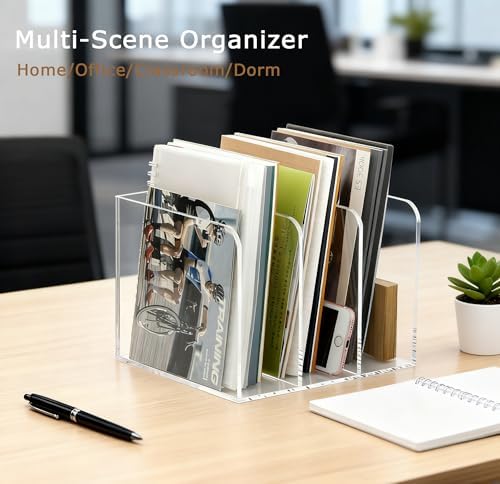 Acrylic Desk File Organizer, 3-Section Vertical File Folder Rack,Clear - Image 6