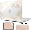 MEEgoodo 4-in-1 Printed Case for MacBook Neo 13 inch 2026 Release Model A3404, Laptop Hard Shell Cases with Keyboard Skin & Screen Protector & Webcam Covers, Drawn Golden Floral by MEEgoodo
