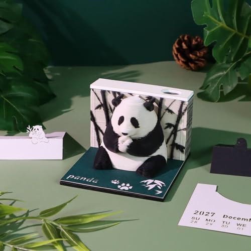 3D Calendar Memo Pad 2027,Time Piece Calendar,Desk Calendar 3D Art Notepad With Pen Holder,DIY Desktop Decoration Festival Gift For School Office Home(Panda) - Image 3