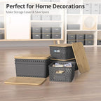 Plastic Storage Bins with Bamboo Lids, Stackable Small Box Baskets for Organizing and Containers for Shelves Drawers Desktop Closet Pantry Classroom Office Home, 6 Pack 10.2x7.2x4.1 Inch, Gray - Image 7