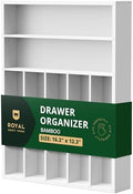 ROYAL CRAFT WOOD Luxury Bamboo Kitchen Drawer Organizer - Silverware Organizer - Utensil Holder and Cutlery Tray with Grooved Drawer Dividers for Flatware and Kitchen Utensils (7 Slot, White) by ROYALCRAFTWOOD