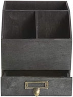 American Metalcraft PWBC8 Poplar Wood Caddy with Drawer, Black, 6 5/8-Inches - Image 4