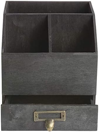 American Metalcraft PWBC8 Poplar Wood Caddy with Drawer, Black, 6 5/8-Inches - Image 4