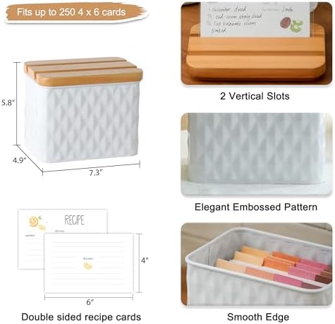 Diamond Embossed Recipe Box with 4x6 Cards and Dividers - Image 6