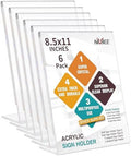 NIUBEE Acrylic Sign Holder 8.5 x 11 Vertical L-Shape Flyer Stand 6 Pack by NIUBEE