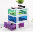 Plastic Desktop 3-Drawer Storage Organizer,Stackable Craft Drawer Storage Container For Art Craft Supplies,Office School Home (Green-Blue-Purple) - Image 6