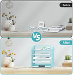 2 Pack 5-Tier Blue Desk Organizer with Handle Mesh Desk File/Paper Organizer Letter Tray for Office, School and Home Easy Installation - Image 6