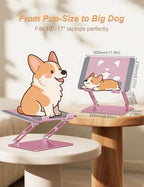 Aoviho Aluminum Laptop Stand for Desk Fit for All 10"-17.3" Laptops, Pink - Image 4