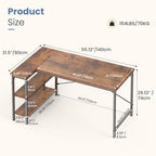 DUMOS 55" L Shaped Computer Desk, Corner Desks with Storage Shelves, Brown - Image 3