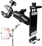 Aluminum Tablet Holder for Mic Stand, Side Mount for All iPad, 360 Rotatable With Super Clamp Compatible for iPad Pro 12.9, Air, Mini, Galaxy Tabs, 4.7-15" Tablets by Leenconghui