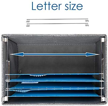 PRANDOM File Organizer Box - Set of 4 Collapsible Decorative Linen Filing Storage Hanging File Folders with Lids Office Cabinet Letter Size Navy Blue (14x9.3x10.8 inch) - Image 5
