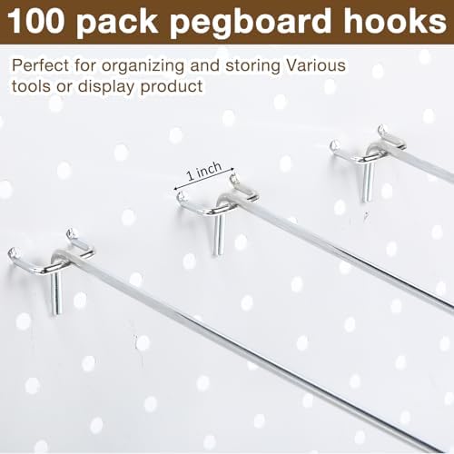 Shimeyao 100 Pcs Peg Board Hooks Stainless Steel Pegs,12 Inch,Silver - Image 3