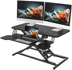 YIHAYO 32" Electric Standing Desk Converter, Adjustable Desk Riser, Black by YIHAYO