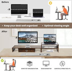 Monitor Riser for 3 Monitors, Angle Adjustable Monitor Stand with Drawer - Image 6