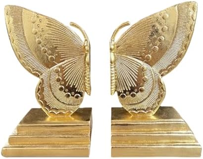 Butterfly Book Ends Decorative Bookends for Shelves, Elegant Butterfly Bookends for Bookshelf Decor, Animal Decorative Book Stoppers for Home Office by Dwelloria